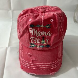 KBETHOS-Vintage Style‎ Pink Distressed Adjustable Baseball Cap Hat Mama Bear